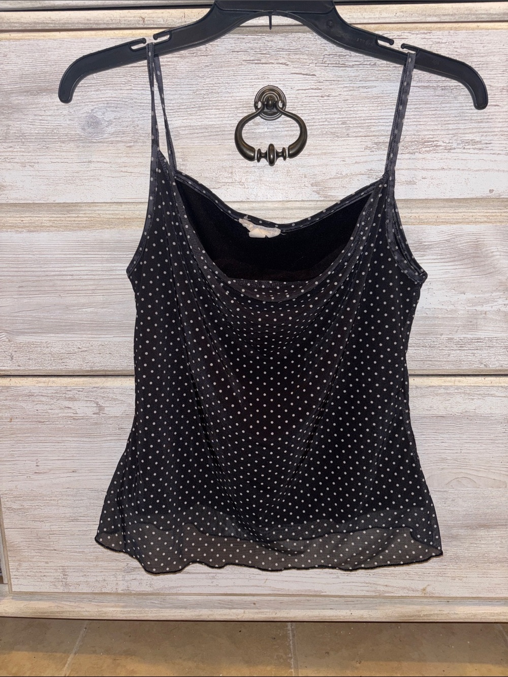 Black Polka Dot Cowl Neck Cami Top - Women